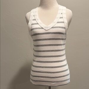 Ladies gray and white stripe tank.